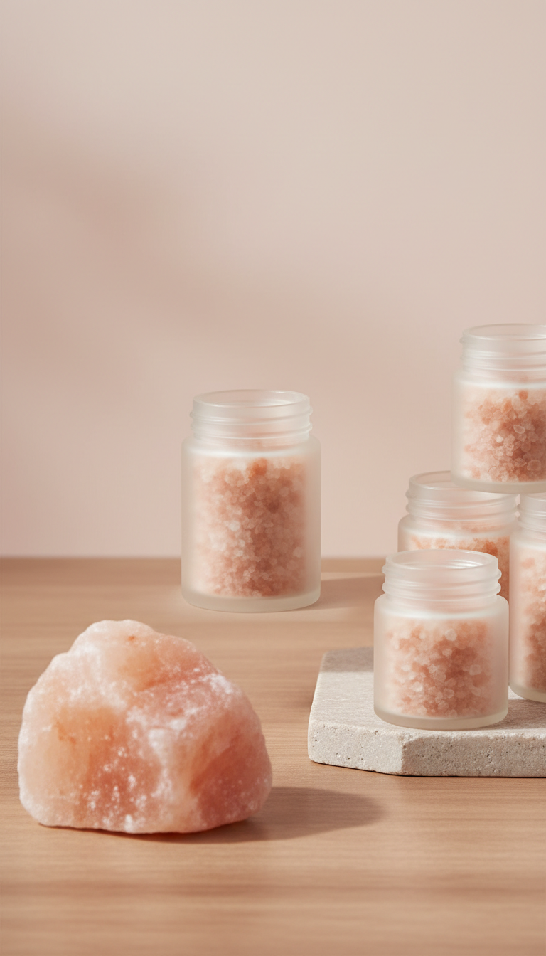 Fine Pink Salt in Frosted Glass Jar