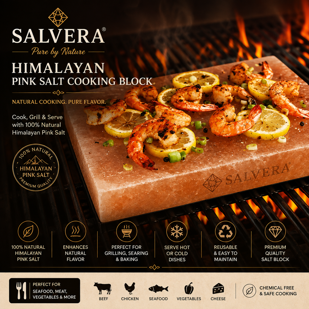 Salvera Himalayan Pink Salt Cooking Block