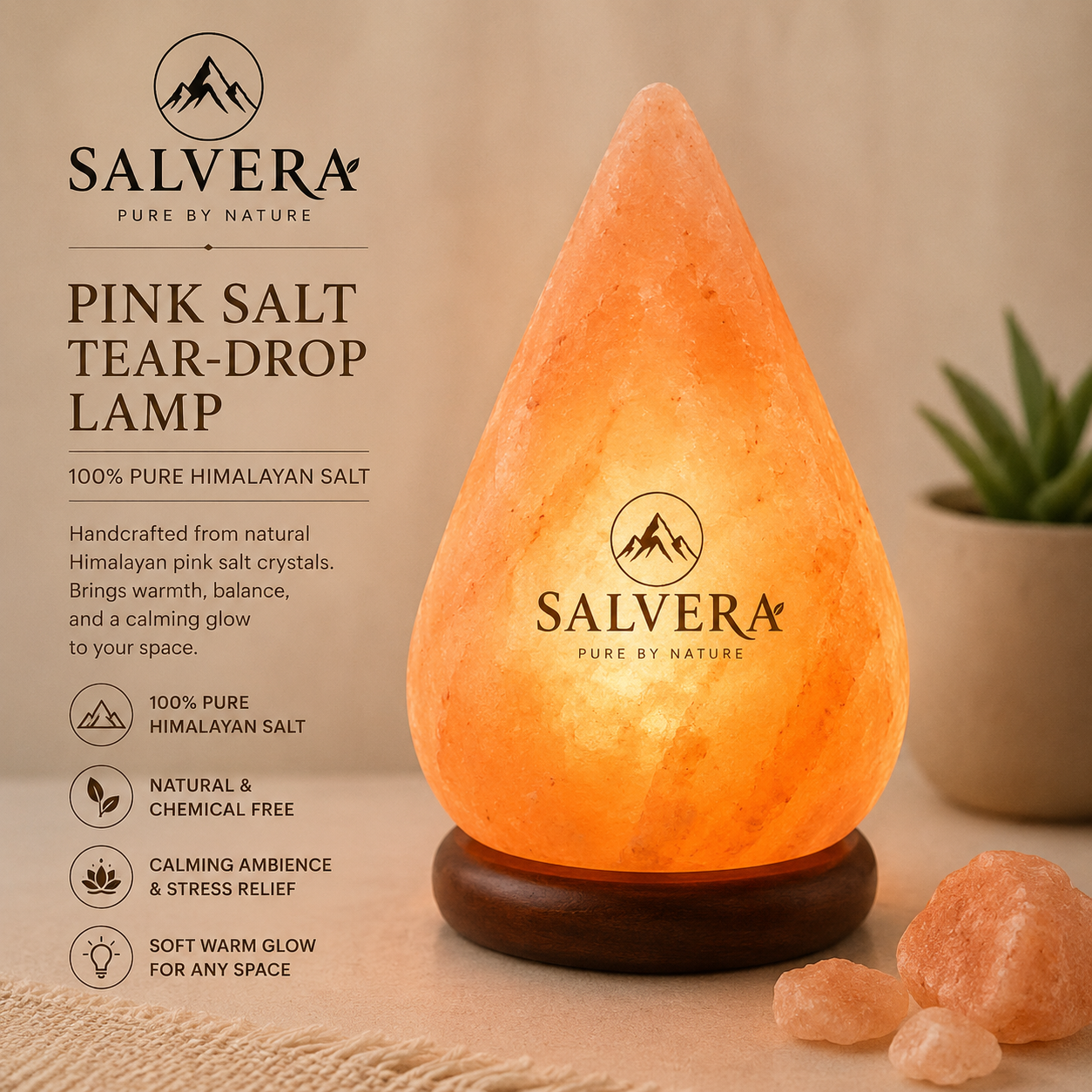 Pink Salt Tear Drop Lamp