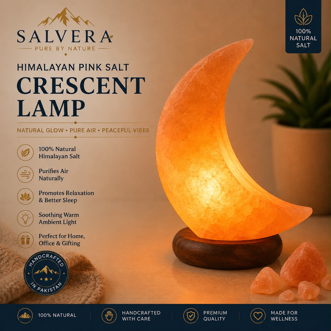 Himalayan Salt Crescent Lamp