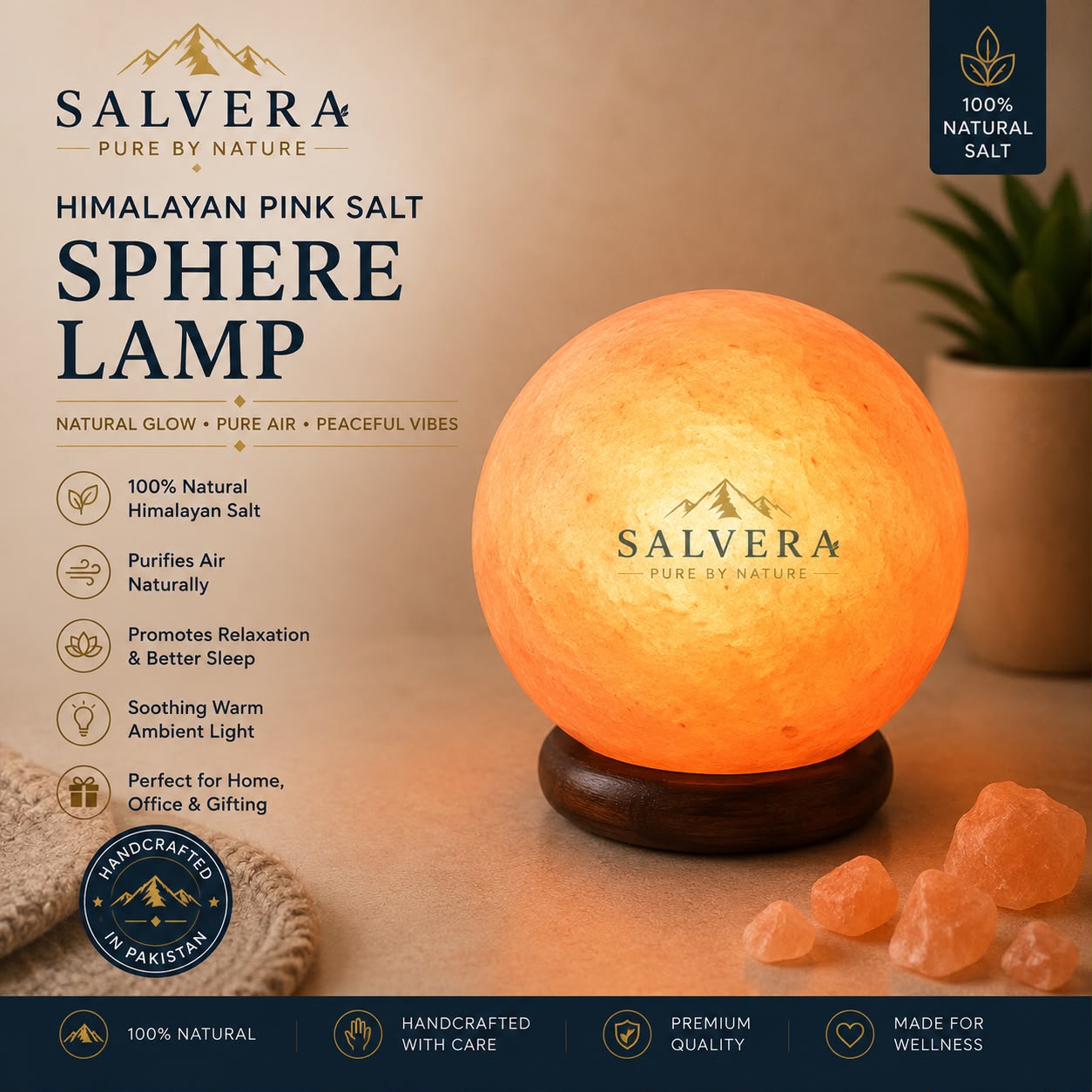 Pink Salt Sphere/Ball Lamp