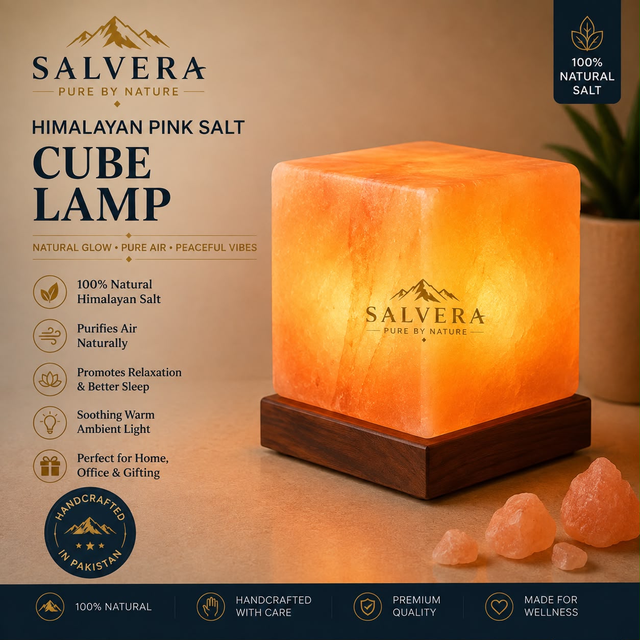 Pink Salt Cube Lamp