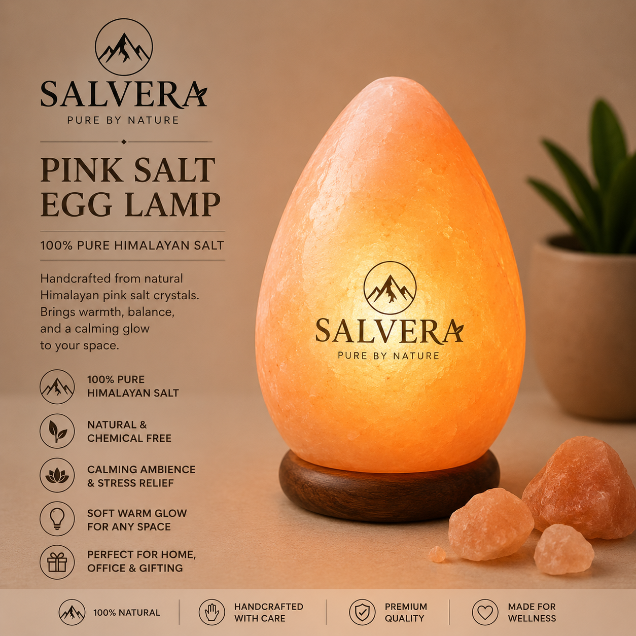 Pink Salt Egg Shaped Lamp