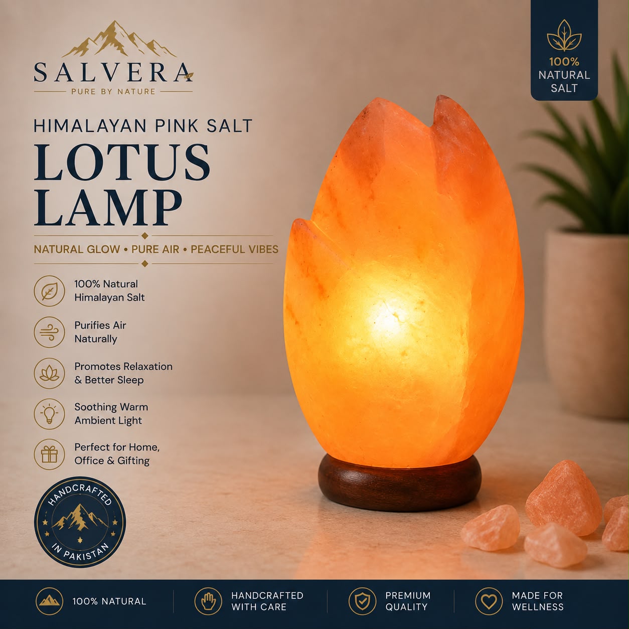 Pink Salt Lotus Lamp