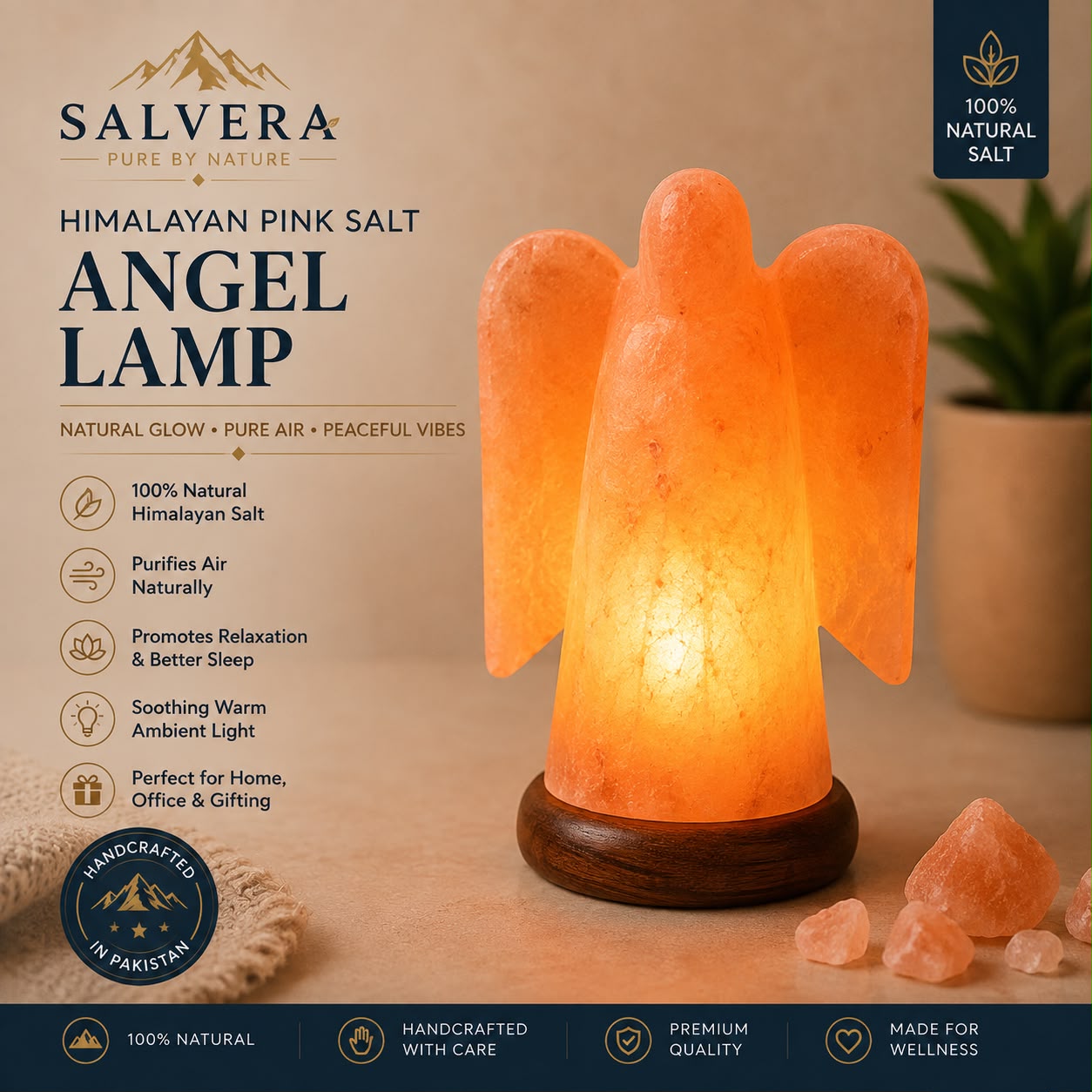 Pink Salt Angel Lamp