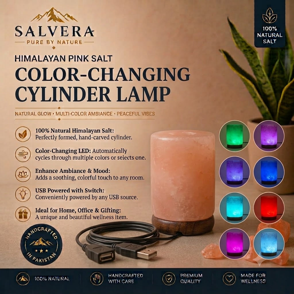 Himalayan Pink Salt Cylinder USB Lamp