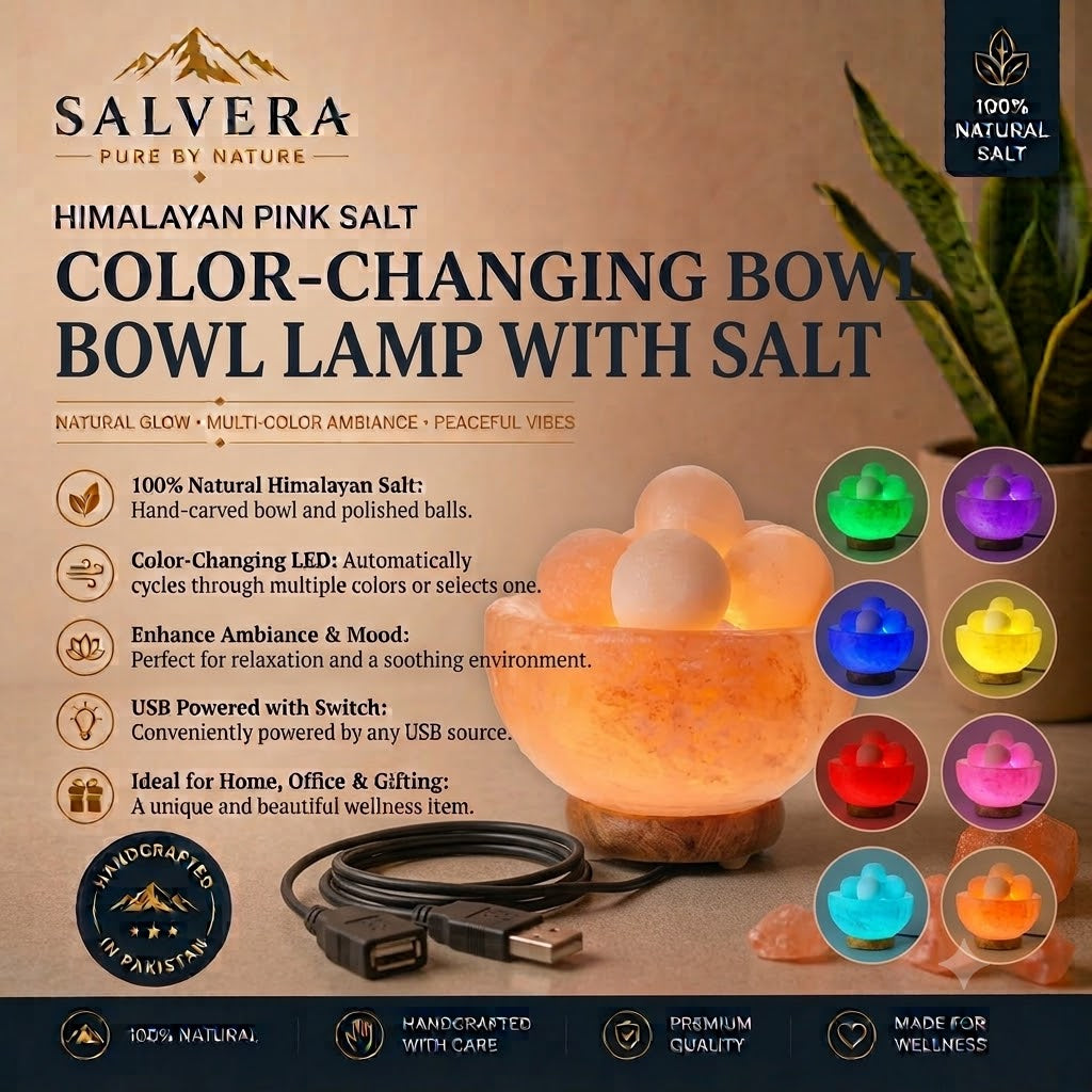 Himalayan Pink Salt Fire Bowl Balls USB Lamp