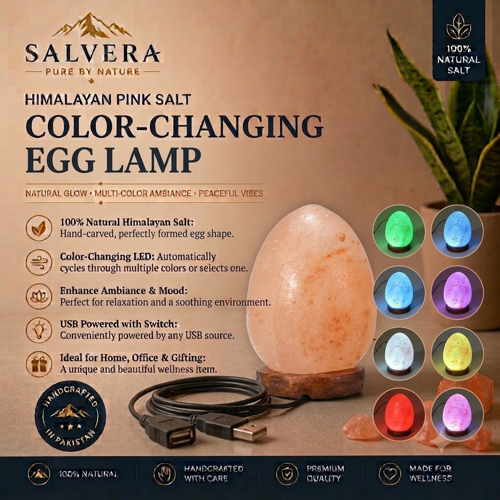 Himalayan Pink Salt Egg Shaped USB Lamp